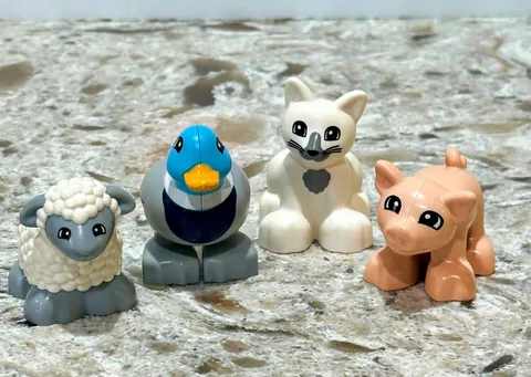 Lego Duplo Animals Lot of 4 Duck Sheep Cat Pig Figures Toddler Pretend Play