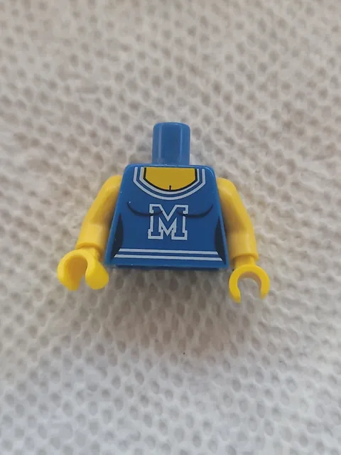 Lego Cheerleader MINIFIG TORSO, Series 1 Blue Top, College High School Letter M