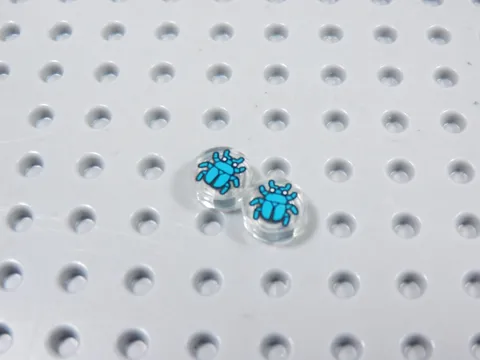 LEGO Lot of 2 Trans Clear 1x1 Round Printed Tile Plate Beetle Bug Minifig BJ