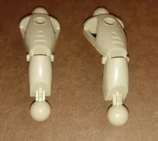 2 Lego part 43557 Bionicle Toa Nuva type Leg Section in Tan, Retired pieces