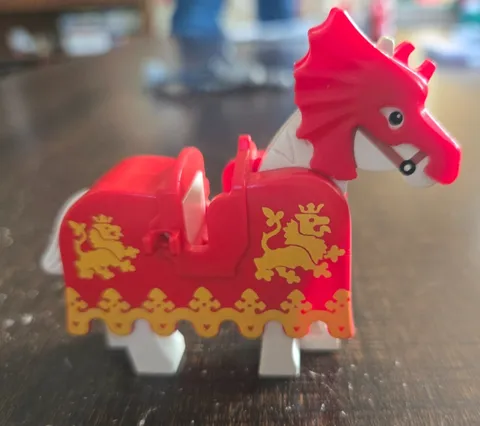Vintage Lego Horse Barding Ruffled Edge Dragons Pattern Red & Yellow Armor