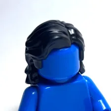 Lego - Minifigure Hair - Long, Black, Wavy, Side Part