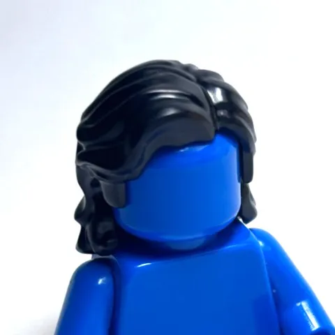 Lego - Minifigure Hair - Long, Black, Wavy, Side Part