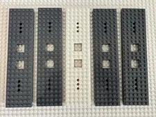 (5) Lego Train Base Chassis Lot- GREY & WHITE- Square Cutout 6x24- 92088