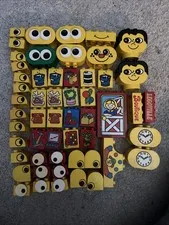 Lego Duplo Vintage Rare Htf Stamped Block Bulk Lot Picture Numbers Eyes