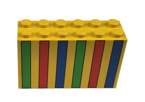LEGO Yellow Brick 2 x 6 x 3 with Green Red and Blue Stripes Pattern (6213)