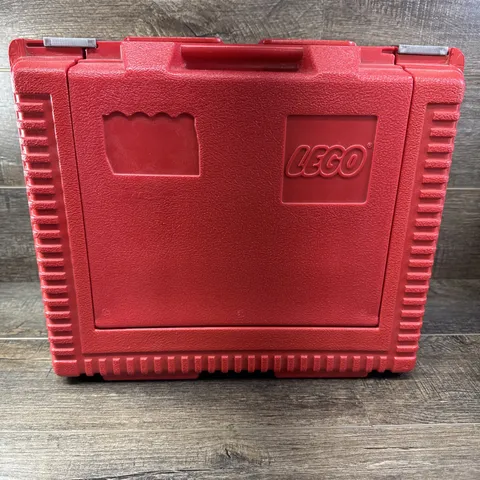 Lego Carrying Case Box Vintage 1984 Red Hard Plastic Travel Carrier approx 15x13