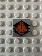 LEGO Tile 2 x 2 with Black and Orange UFO Logo 3068pb0047