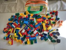 Vintage legos 300+ Small pieces heads blocks wheels & bag