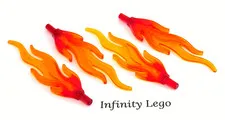 4 LEGO Large Flame with Marbled Transparent Red with Orange Tips (28577 85959)