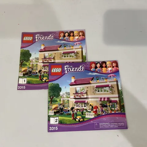 LEGO Friends 2-Booklets Olivia's House #3315 MANUAL INSTRUCTIONS ONLY! 1 And 2