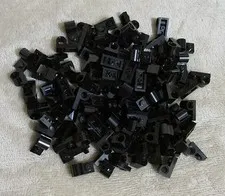 LEGO Plate, Modified 1 x 2 with Pin Hole Black no. 11458 (Qty 50) *NEW*