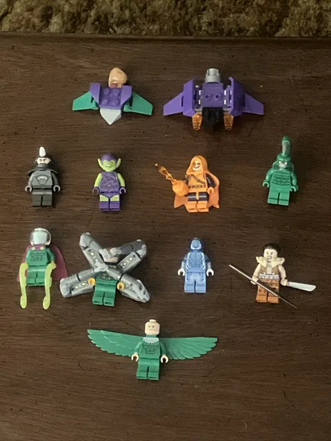 Lego Marvel Spiderman Sinister Six Villain Minifigure Lot Of 9 + 2 Gliders!