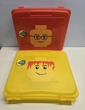 TWO 2009 Lego Project Case Storage Containers Red & Yellow 13x12x 3" #498797