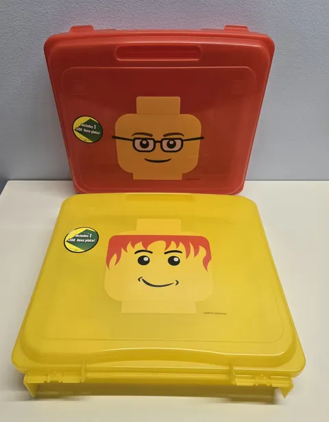TWO 2009 Lego Project Case Storage Containers Red & Yellow 13x12x 3" #498797