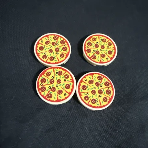 Lego Lot Of 4 2x2 Round Flat Printed Pizza Tiles Tile New City Food Print