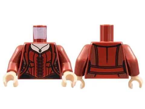 LEGO Dark Red Torso Female Jacket, Light Nougat Neck, Necklace, Bodice with 7 La