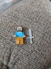 Lego Minecraft Steve W Pearl Gold Pants W Grey Sword.  M
