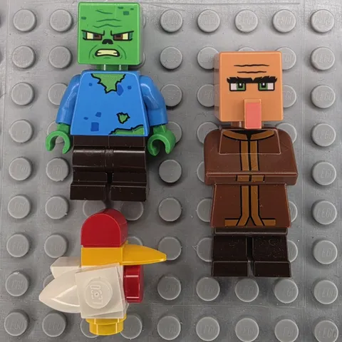 Lego Minecraft Minifigures MIN215 Baby Zombie Chicken Jockey MIN211 Villager