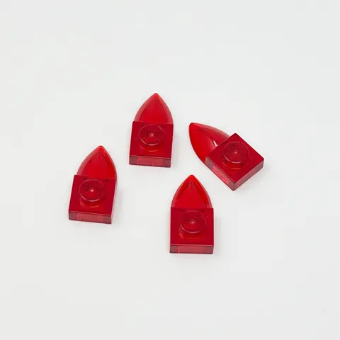 49668 LEGO Parts Plate Modified 1x1 w/ Tooth Horizontal TRANSPARENT RED (4)