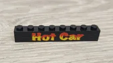 Lego 3008pb002 Black Brick 1 x 8 with Hot Car Pattern Replacement Piece Part