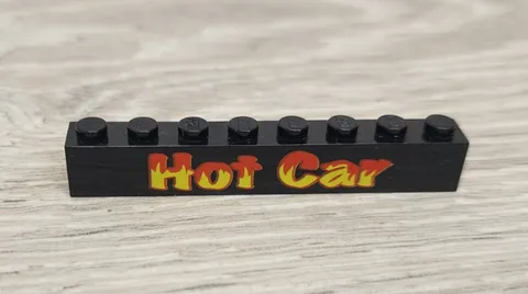 Lego 3008pb002 Black Brick 1 x 8 with Hot Car Pattern Replacement Piece Part