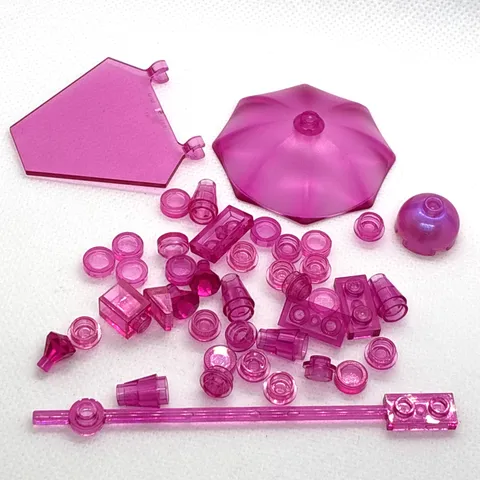 LEGO Parts - Trans-Dark Pink Assorted Lot - QTY 42 Pieces USED