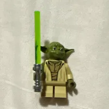 LEGO Star Wars Yoda Minifigure w/ Green Lightsaber, Plastic Figure