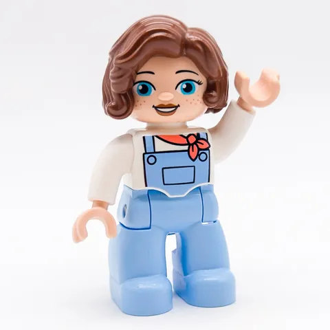 LEGO DUPLO woman figure dungarees scarf freckles light blue 47394pb307