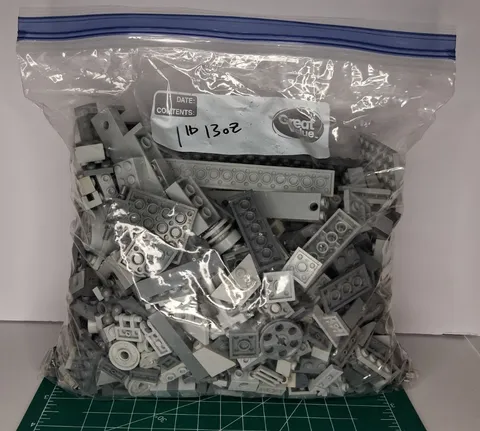 LEGO Assorted Lot Gray & Light Gray Brick Parts 1 lb 13 
