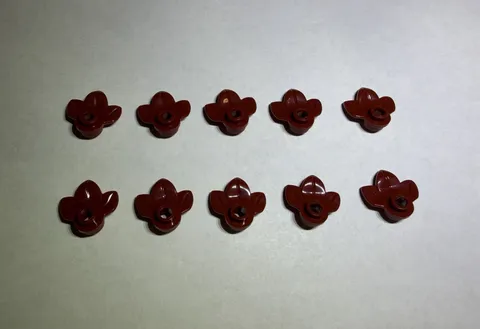 Lego Lot Of 10 Dark Red Plant W/ Plate 3 Leaves Leaf Plants Tree New