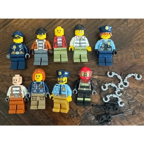 Misc Lot 15pc LEGO Mini Figures City Police/Fire AS IS Incomplete Set