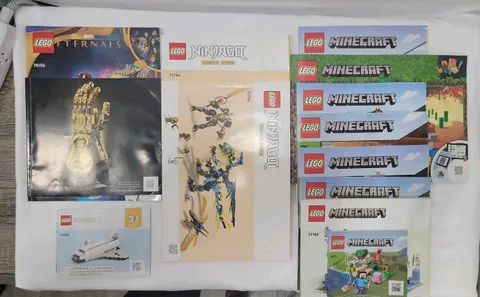 Lego Manuals, Lot Of 13, Ninjago/Minecraft/Marvel, Varying Conditions See Pics