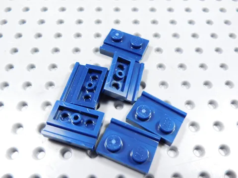 LEGO Lot of 6 Dark Blue 1x2 Modified Plates w/ Door Rail BE
