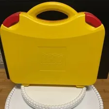 LEGO Yellow & Orange Plastic Case With Dividers Overflowing With LEGO BLOCKS
