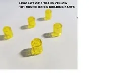 LEGO Minifigure Lot of 5 Trans Yellow 1x1 Round Brick Building Parts