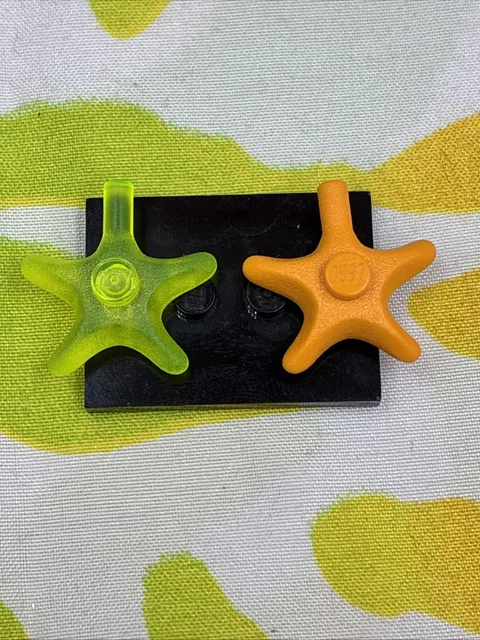 Lego Water Animal Set Of 2 Starfish Sea Star Medium Orange Trans-Neon Green X112