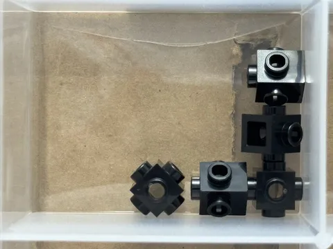 LEGO Parts - Black Brick, Modified 1 x 1 with Studs on 4 Sides - No 4733 - QTY 5