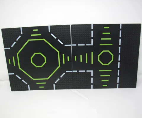 LEGO 32x32 Space Baseplate Lot - 2 Black Landing Pads 6988 6710 Alpha Centauri