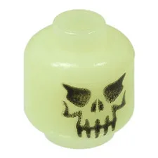 LEGO 4x Glow in the Dark Minifigure, Head Skull Evil with Eyebrows inv.625
