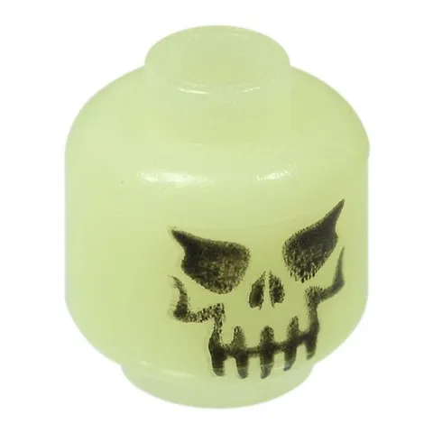 LEGO 4x Glow in the Dark Minifigure, Head Skull Evil with Eyebrows inv.625