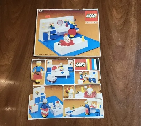 Vintage Lego 261 Bathroom Set Box Cover And Bottom Only 1978