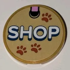 LEGO Gold Round 3x3 Tile Pet Shop With Animal Paw Prints Sign Pattern Piece Part