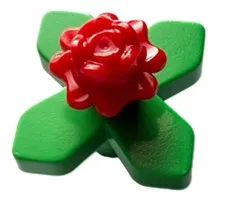 Lego NEW Red ROSE FLOWER on Green LEAF Plant Garden Patch Part D834