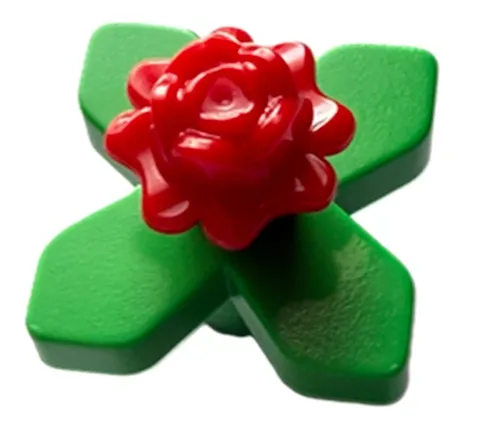 Lego NEW Red ROSE FLOWER on Green LEAF Plant Garden Patch Part D834