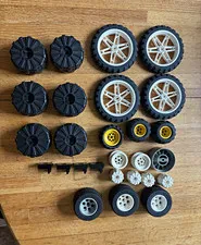 LEGO Wheels & Tires Bulk Lot Multicolor Rims Treads Off-Road Vehicle Parts