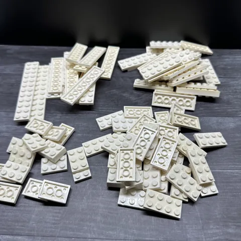 Lego Parts - White Plates, 2x3, 2x4, 2x6, 2x8 & 2x12 - Lot Of 92